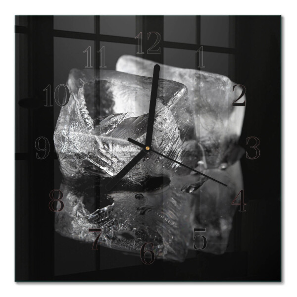 Glass wall clock square Ice cubes