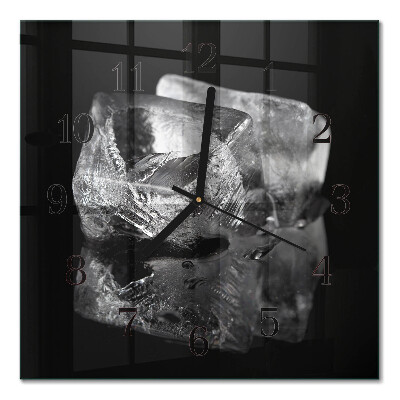 Glass wall clock square Ice cubes