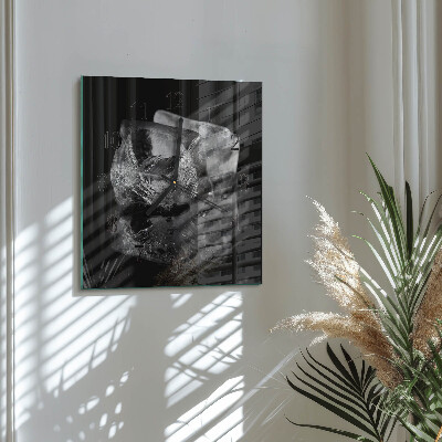 Glass wall clock square Ice cubes