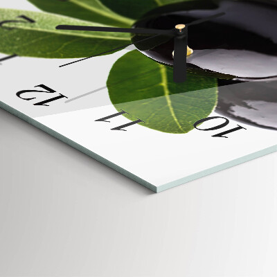 Glass wall clock square Olives