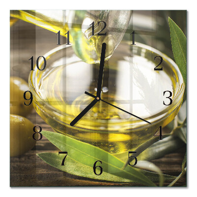 Square wall clock Olive oil