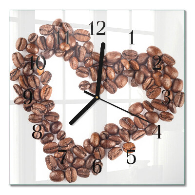 Glass wall clock square Coffee beans