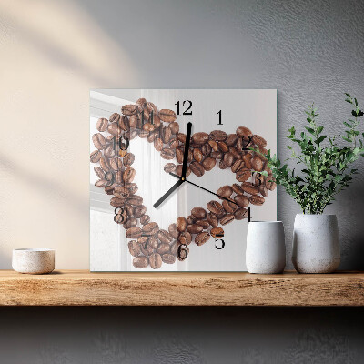 Glass wall clock square Coffee beans