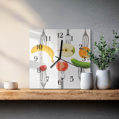 Square kitchen clock Fruit
