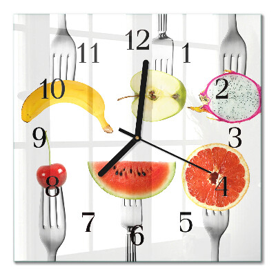 Glass clock square Fruit