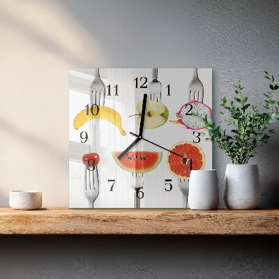 Glass clock square Fruit