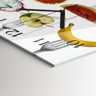 Glass clock square Fruit