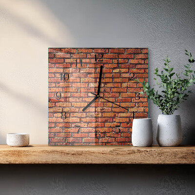 Glass clock square Brick wall
