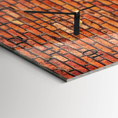 Glass clock square Brick wall