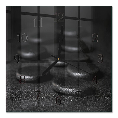 Glass clock square Zen stones