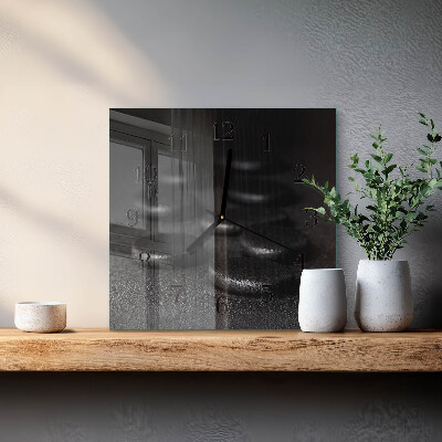 Glass clock square Zen stones