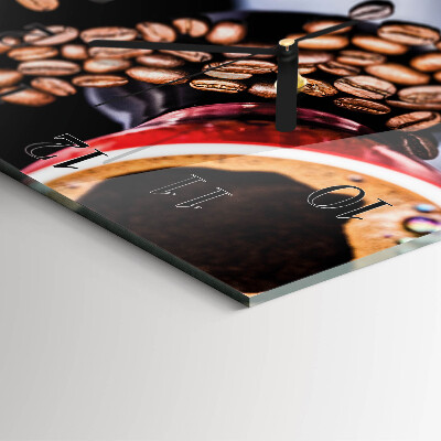 Glass wall clock square A cup of coffee