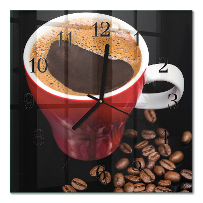 Square kitchen clock A cup of coffee