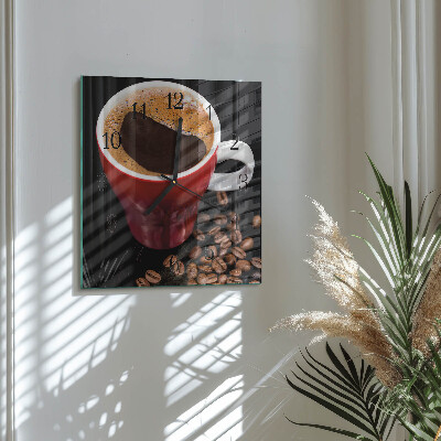Square kitchen clock A cup of coffee