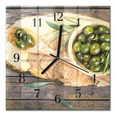 Square wall clock Olive wood