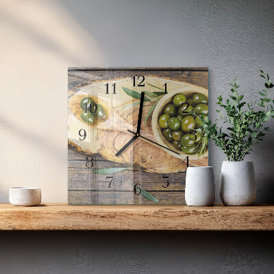 Square wall clock Olive wood