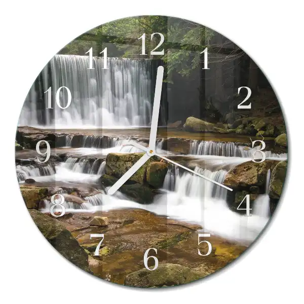 Glass wall clock round Waterfalls