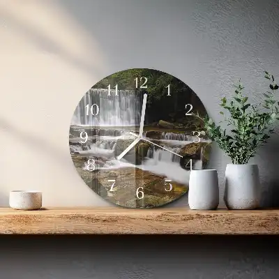 Glass wall clock round Waterfalls