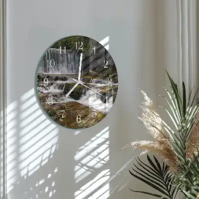 Glass wall clock round Waterfalls