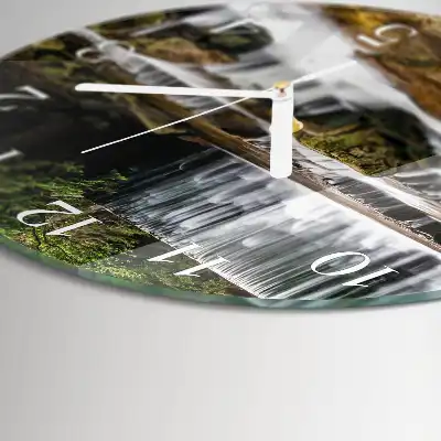 Glass wall clock round Waterfalls