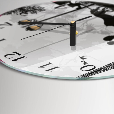 Glass wall clock round Love of Paris