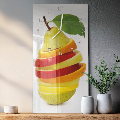 Glass wall clock vertical Fruit