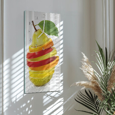 Glass wall clock vertical Fruit
