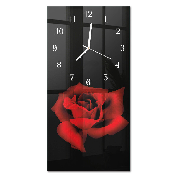 Glass wall clock vertical Rose