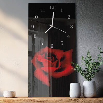 Glass wall clock vertical Rose