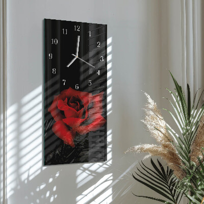 Glass wall clock vertical Rose