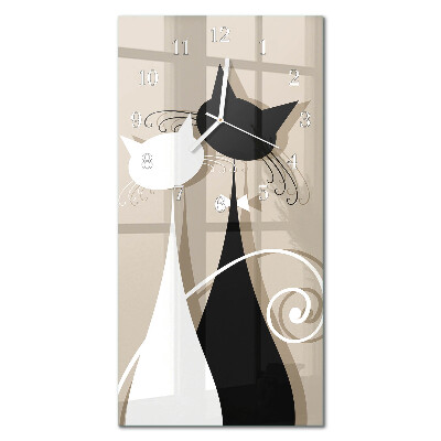 Glass clock vertical Cats