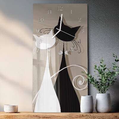 Glass clock vertical Cats