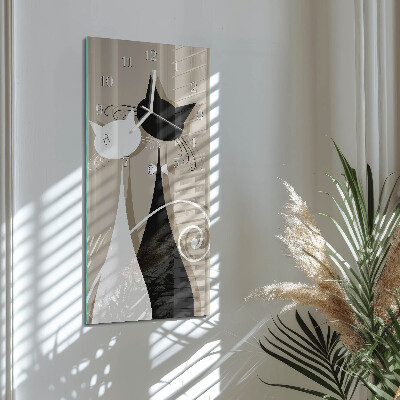 Glass clock vertical Cats