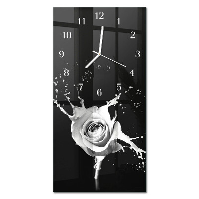 Glass clock vertical Rose