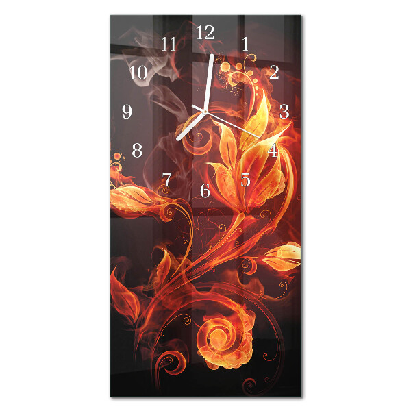 Glass clock vertical Abstract flowers