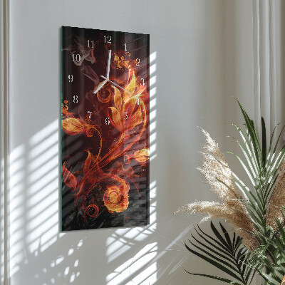 Glass clock vertical Abstract flowers