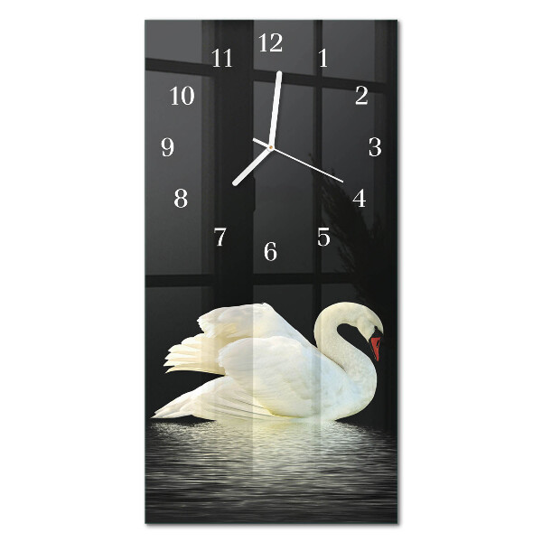 Glass wall clock vertical Swan