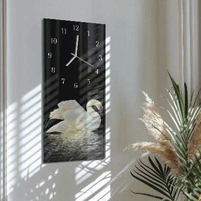 Glass wall clock vertical Swan