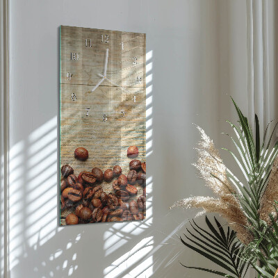 Vertical wall clock Wood with coffee beans