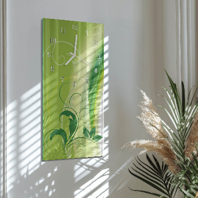 Vertical rectangular wall clock Floral pattern