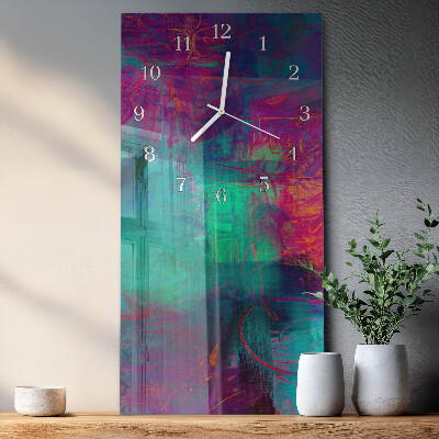 Glass clock vertical Colorful picture