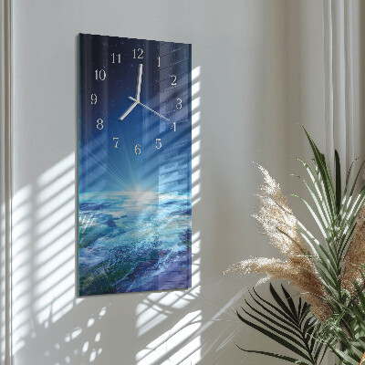 Vertical rectangular wall clock Earth's Universe
