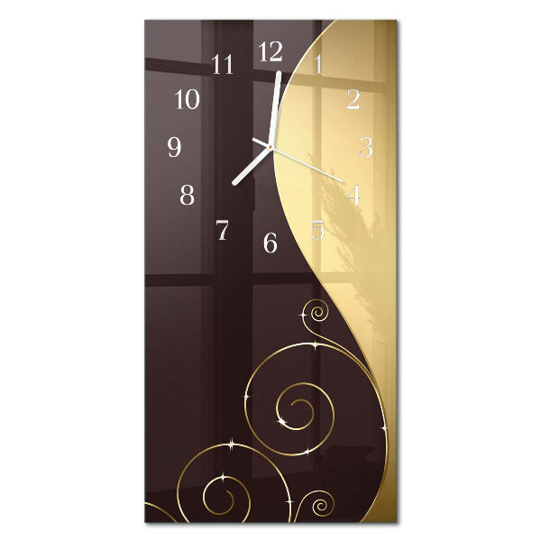 Glass wall clock vertical Abstract art