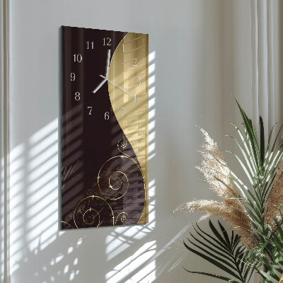 Glass wall clock vertical Abstract art