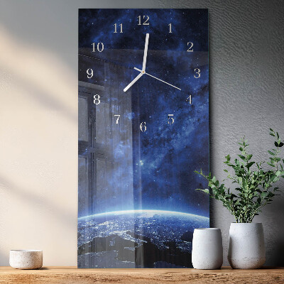Glass wall clock vertical Cosmos
