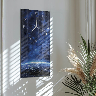 Glass wall clock vertical Cosmos