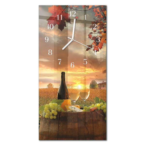 Glass wall clock vertical Winemaking nature