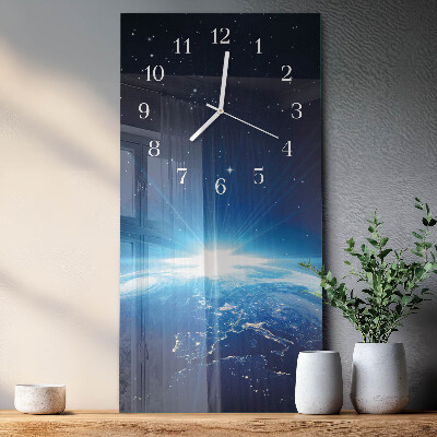 Modern vertical wall clock Earth's Universe