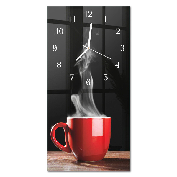 Vertical rectangular wall clock A cup of coffee