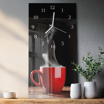 Vertical rectangular wall clock A cup of coffee